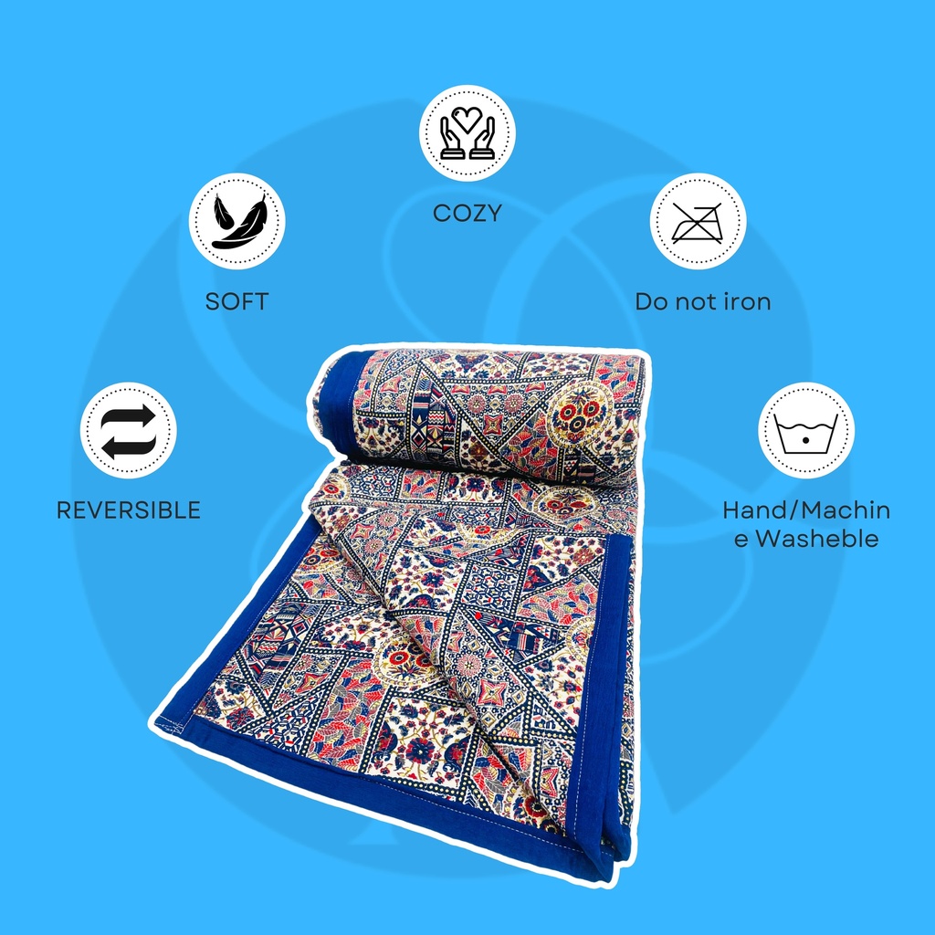 Blue Abstract Cotton Quilt