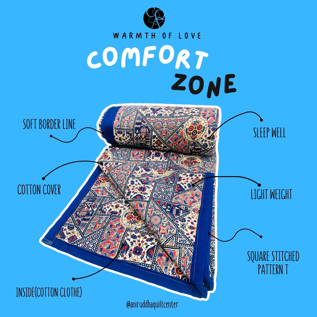 Blue Abstract Cotton Quilt