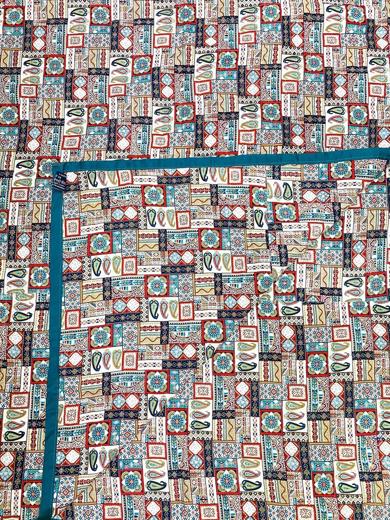 RED COTTON PATCH PRINTED QUILT