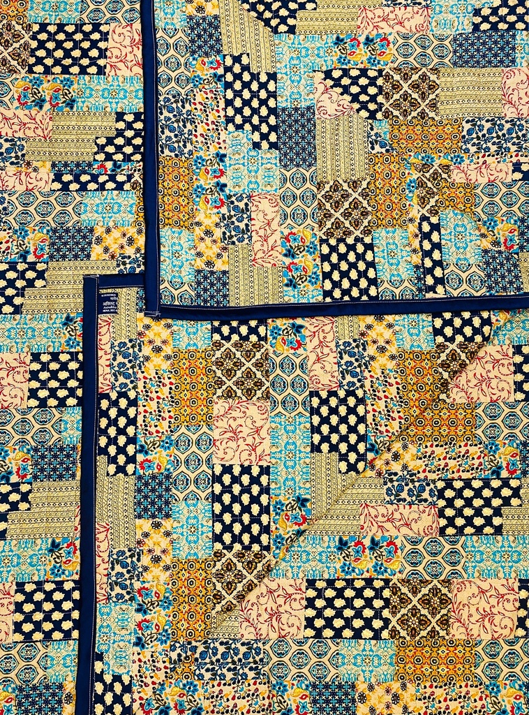 Golden Abstact Patch printed Cotton Quilt
