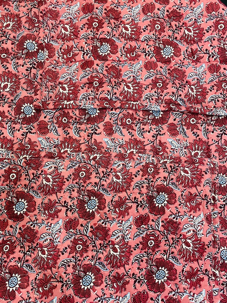 Red Floral Fabric Foam Quilt With Cotton Cover