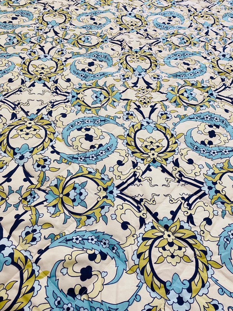 Blue Florel Fabric Foam Quilt With Cotton Cover
