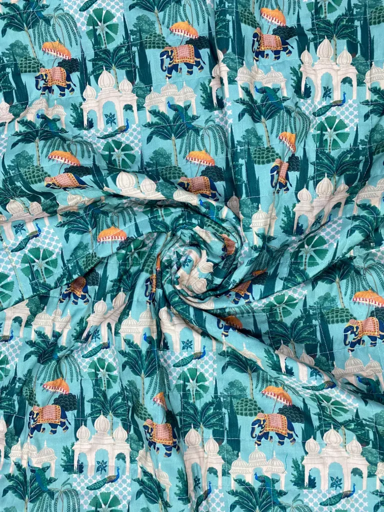 Elephant Embrace Printed Cotton Quilt