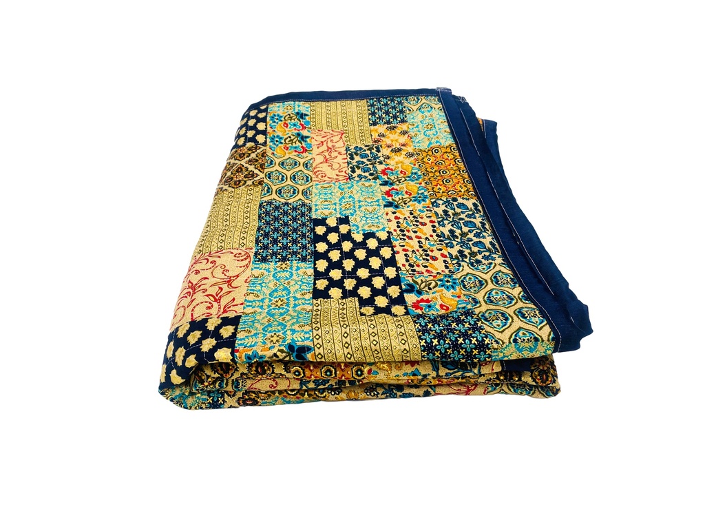 Golden Abstract Patch printed Cotton Quilt