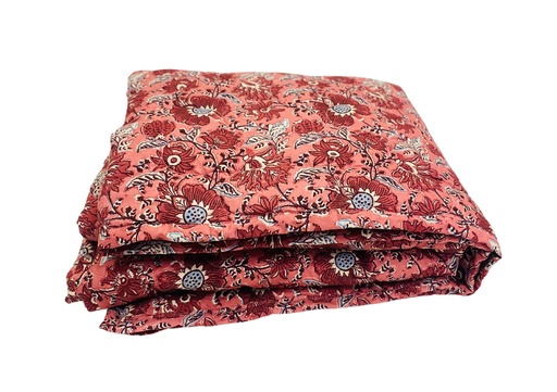 Red Floral Fabric Foam Quilt With Cotton Cover