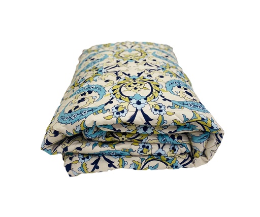 [bff01] Blue Florel Fabric Foam Quilt With Cotton Cover