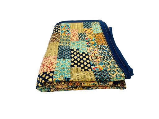 Golden Abstract Patch printed Cotton Quilt
